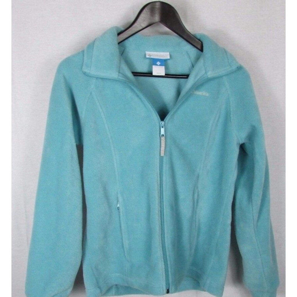 Girls Columbia full zip fleece jacket 14-16 blue-green